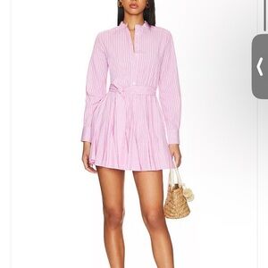 REVOLVE Pink Pleated Sundress with Bishop Sleeves